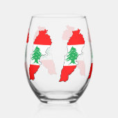 Verre À Vin Sans Pied Carte du Liban avec drapeau (Gauche)