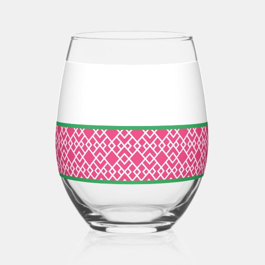 Verre À Vin Sans Pied Célébration géométrique rose (Verso)