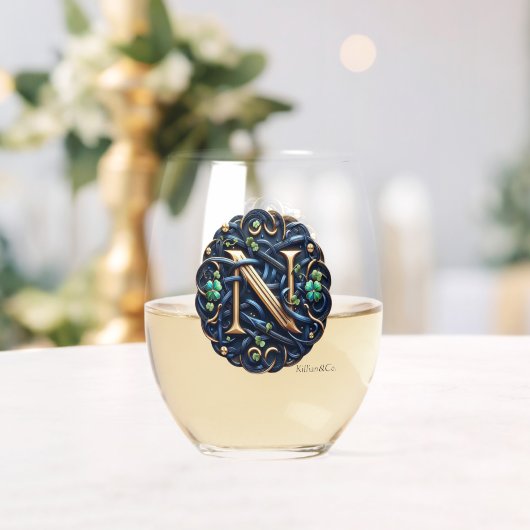 Verre À Vin Sans Pied Celtic Monogram Wine Glass Set (Insitu (Mariage))