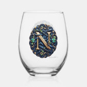 Verre À Vin Sans Pied Celtic Monogram Wine Glass Set (Verso)