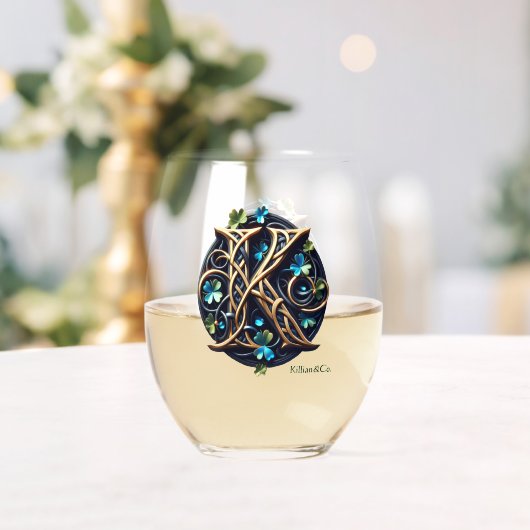 Verre À Vin Sans Pied Celtic Monogram Wine Glass Set (Insitu (Mariage))