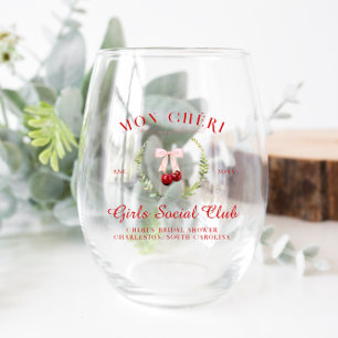 Verre À Vin Sans Pied Cerise sur le dessus Demoiselle d'honneur