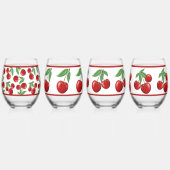 Verre À Vin Sans Pied Cerises rouges Motifs agressés (Dos)