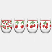 Verre À Vin Sans Pied Cerises rouges Motifs agressés (Gauche)