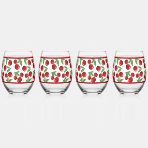 Verre À Vin Sans Pied Cerises rouges partout sur Motif