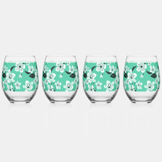 VERRE À VIN SANS PIED CERISIER EN FLEURS - MOTIF SAKURA EN MINT