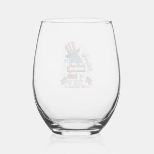 Verre À Vin Sans Pied Chapeau patriotique vintage Happy 4 juillet vecteu