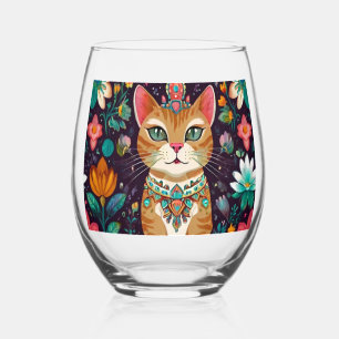 Verre À Vin Sans Pied Chat à bijoux couronné