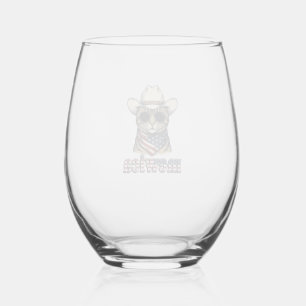 Verre À Vin Sans Pied Chat Cowboy Patriotique Mewica Design Vectoriel Vi