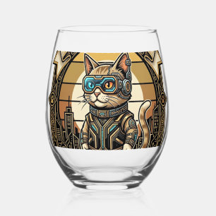Verre À Vin Sans Pied Chat Cyberpunk Chat Cyberpunk Vintage