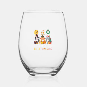 Verre À Vin Sans Pied Chat Halloween Noël Joyeux Hallothanksmans Merci