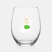 Verre À Vin Sans Pied Chat Oriental Lucky (Recto)