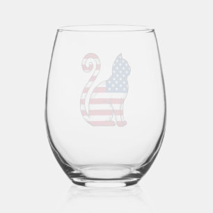 Verre À Vin Sans Pied Chat patriotique gravure vintage vecteur conceptio