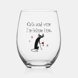 Verre À Vin Sans Pied Chats et vin Feline Belle Pun à vin avec chat