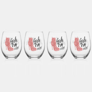 Verre À Vin Sans Pied Chaussures roses à disco miroir personnalisées pou