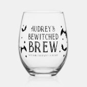 Verre À Vin Sans Pied Chauve-souris et étoiles broyées Halloween (Recto)
