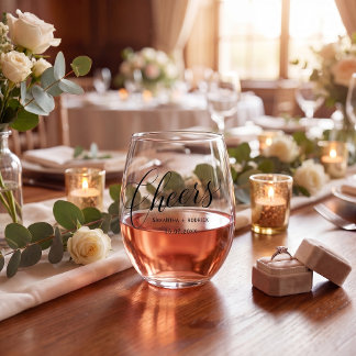 Verre À Vin Sans Pied  cheers stemless wine glass simple typography