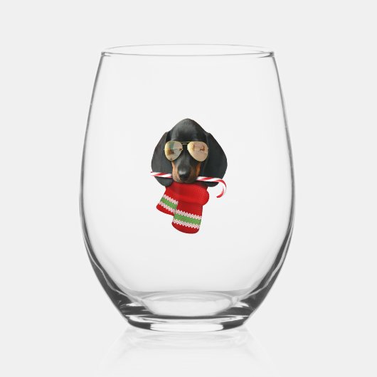 Verre À Vin Sans Pied Chemise Dachshund mignon Noël Cadeau Amoureux de l (Recto)