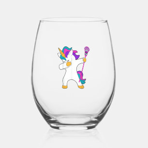 Verre À Vin Sans Pied Chemise de crosse Licorne Dabbing LAX T-shirt drôl