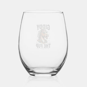 Verre À Vin Sans Pied Chemise de gravure vintage de cheval de Fup drôle