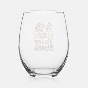 Verre À Vin Sans Pied Chemise de gravure vintage d'infirmière qui aime l