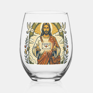 Verre À Vin Sans Pied Chemise de livraison de facteur Jésus Foi basée su