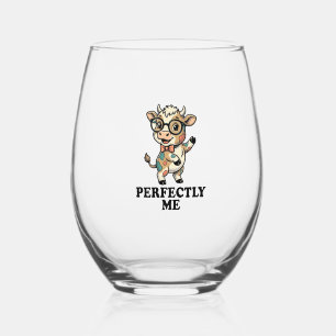 Verre À Vin Sans Pied Chemise de vache mignonne avec des lunettes Vibes