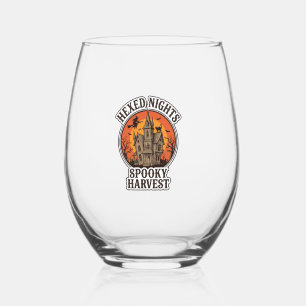 Verre À Vin Sans Pied Chemise Halloween Maison Hantée Gravure Vintage De