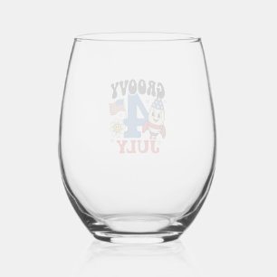 Verre À Vin Sans Pied Chemise patriotique de fusée Groovy 4 juillet Desi