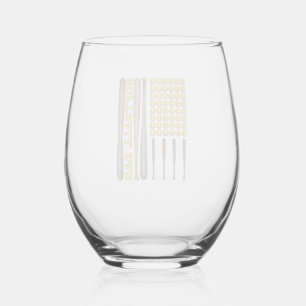Verre À Vin Sans Pied Chemise vectorielle vintage bat et balle de softba