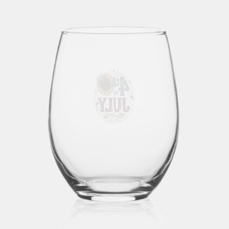 Verre À Vin Sans Pied Chemise vintage fleur de tournesol patriotique du