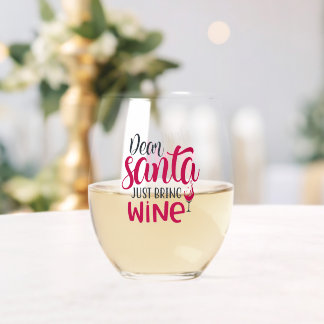 Verre À Vin Sans Pied Cher Père Noël Apportez Juste Du Vin Verre Stemles
