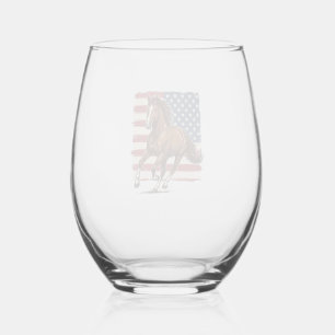 Verre À Vin Sans Pied Cheval Patriotique Vintage Création Vectorielle We