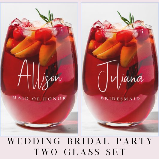 Verre À Vin Sans Pied Chic Bridesmaid Maid De Mariage D'Honneur