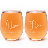 Verre À Vin Sans Pied Chic Bridesmaid Maid De Mariage D'Honneur