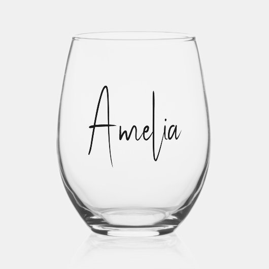 Verre À Vin Sans Pied Chic Calligraphie Script Monogramme (Recto)