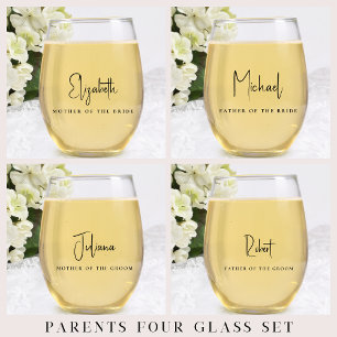 Verre À Vin Sans Pied Chic mère père mariée Mariage de chambre