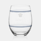 Verre À Vin Sans Pied Chic Navy Blue Graduation Keepsaké Cadeau (Verso)
