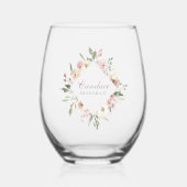 Verre À Vin Sans Pied Chic rose florale personnalisée (Recto)