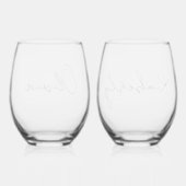 Verre À Vin Sans Pied Chic Script Monogram Bachelorette Party (Verso)