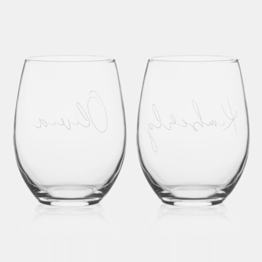 Verre À Vin Sans Pied Chic Script Monogram Bachelorette Party (Verso)