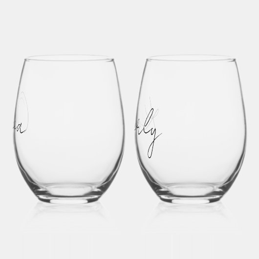 Verre À Vin Sans Pied Chic Script Monogram Bachelorette Party (Gauche)