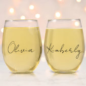Verre À Vin Sans Pied Chic Script Monogram Bachelorette Party