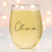 Verre À Vin Sans Pied Chic Script Monogramme Bachelorette fête nuptiale