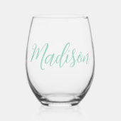 Verre À Vin Sans Pied Chic Seafoam Nom personnalisé (Recto)