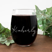 Verre À Vin Sans Pied Chic White Script Monogram Bachelorette Party