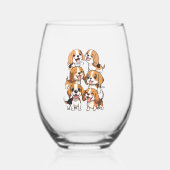 Verre À Vin Sans Pied chien beagle joyeux (Recto)