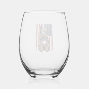 Verre À Vin Sans Pied Chien Terrier Patriotique Dessin Vectoriel Drapeau