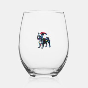Verre À Vin Sans Pied Chiens de Noël Français Drôle Lumières de chapeau