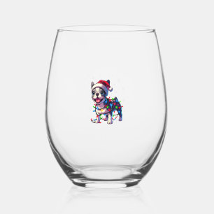 Verre À Vin Sans Pied Chiens de Noël Français Drôle Lumières de chapeau
